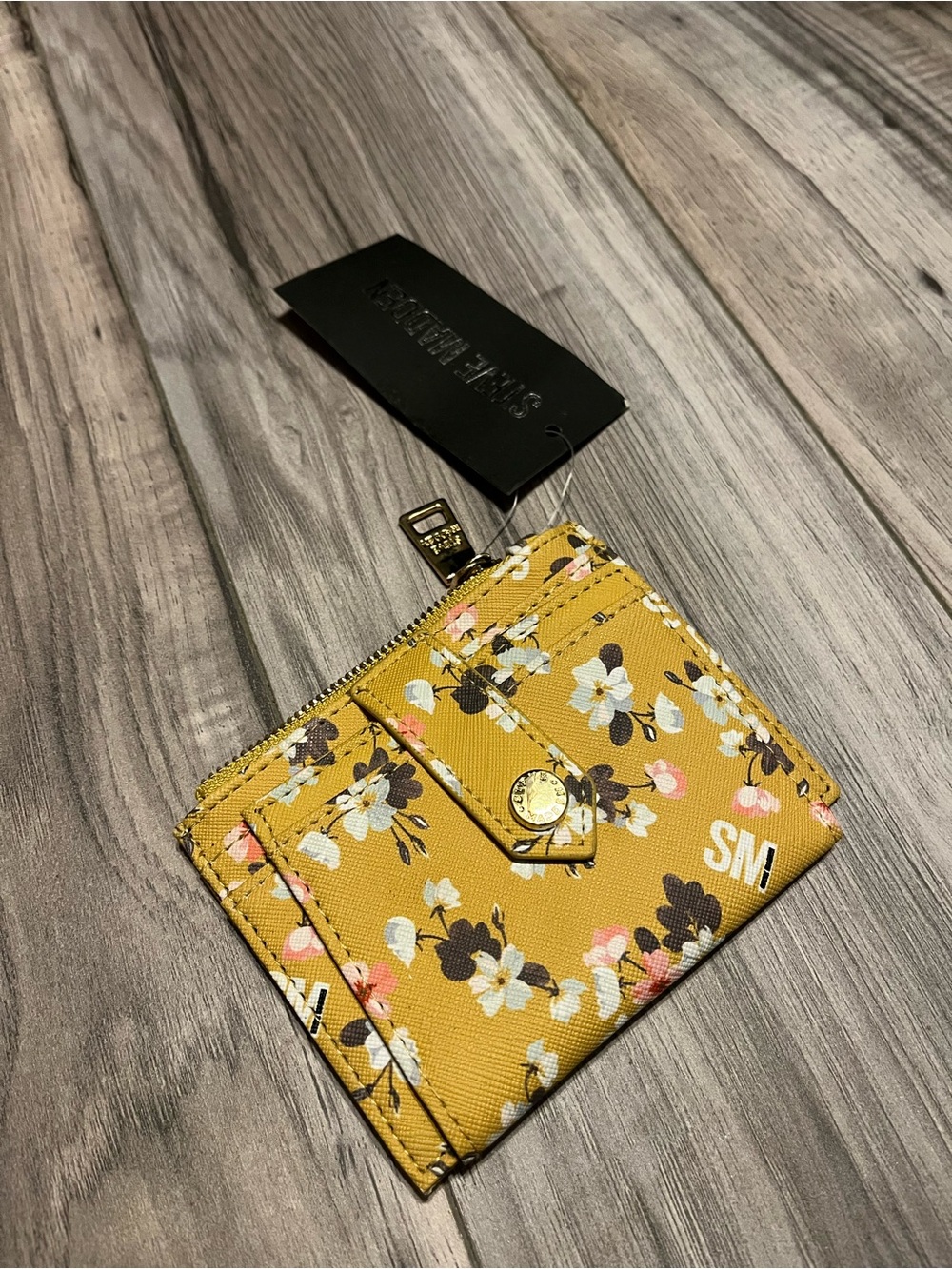Steve Madden Mustard Yellow Floral Coin Purse/Wallet NWT